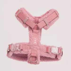 Fashionable Custom Logo Adjustable Luxury Soft Teddy Dog Harness Personalized Winter Sherpa Dog Harness