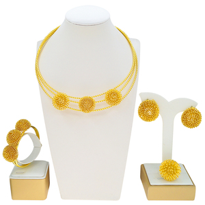 2026 Fashion Trendy Wedding <strong>Jewlery</strong> Set Luxury Glod Plated Jewelry Necklace for Women Set - Product Image 1