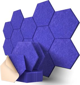 12 Pezzi <span class=keywords><strong>Pannelli</strong></span> Acustici Moderni Autoadesivi Insonorizzanti ad Alta Densità Design Esagonale per Assorbire <span class=keywords><strong>il</strong></span> <span class=keywords><strong>Rumore</strong></span> nel Soggiorno Ecologici - Product Image 1