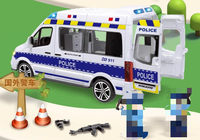Voiture de police électrique unisexe 1/24 en métal moulé sous pression, jouet pour enfant avec portes ouvrables, son et lumière, modèle de voiture de police en alliage à construire