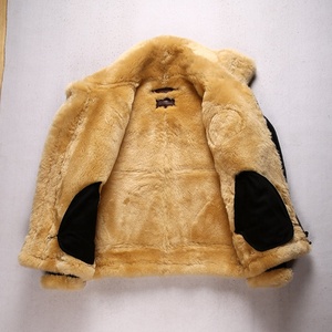 <span class=keywords><strong>Blouson</strong></span> d'hiver en cuir véritable pour homme, personnalisé, avec ailes de revers <span class=keywords><strong>B3</strong></span> en fourrure de mouton - Product Image 2