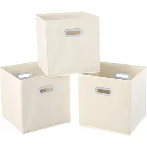 4008128 Fabric Storage Bins, Closet Toy Organizers Cubes with Plastic Handles, Storage Basket Foldable Clothes Home Storage Bins
