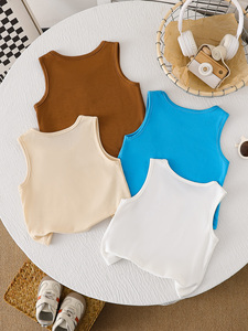 Canotte per bambini in tinta unita, senza maniche, intimo estivo per bambini e bambine - Product Image 2