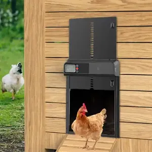 Venta superior Pantalla de puerta de vidrio para carne de pollo puerta automática gallinero abridor automático de gallinero puerta para granja