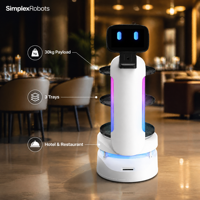 Robot de livraison de nourriture intelligent pour serveurs, écran publicitaire de 21 pouces, charge utile totale de 30 kg, robot de livraison pour hall d'hôtel et réception