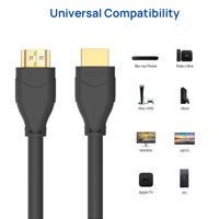 Câble PVC plaqué or 24 carats ultra haute vitesse 8K 60Hz avec prise en charge EARC HDR 3D pour projecteur, moniteur et lecteur DVD