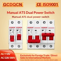 Sakelar Transfer Daya Ganda Manual GCDQCN 220V Pemutus Sirkuit Udara Interlocking 63A Konversi Fotovoltaik Fase Tunggal ATS
