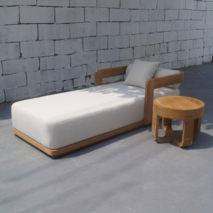 <span class=keywords><strong>Lettini</strong></span> Prendisole Impermeabili Set di Mobili da Patio Sedia Lounge Singola da Esterno Lettino Moderno in Legno di Teak <span class=keywords><strong>per</strong></span> Piscina e <span class=keywords><strong>Spiaggia</strong></span> - Product Image 2