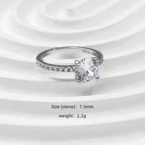 Lüks Vintage gümüş 925 kadın takı basit söz el zirkon rodyum kaplama ile Dainty düğün nişan parmak yüzük - Product Image 2