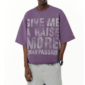 Camiseta de Algodón 100% con Cuello Redondo Extra Grande, Diseño de Letras con Serigrafía de Logotipo Personalizado, Tejido de Punto Grueso de 200 g/m², Personalizable - Product Image 5