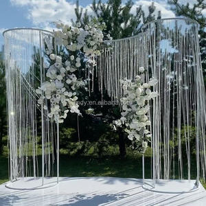 웨딩 야외 파티 이벤트 무대 배경 비즈 커튼 배경 프레임 웨딩 장식용 금속 아치 배경 스탠드 - Product Image 3