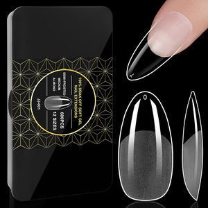 600 <span class=keywords><strong>Uñas</strong></span> Postizas <span class=keywords><strong>Cuadradas</strong></span> Transparentes Esmeriladas con Diseño, Media Cobertura, Estilo Francés Sin Grabado, Caja Negra, <span class=keywords><strong>Uñas</strong></span> Cortas para Dedos - Product Image 6