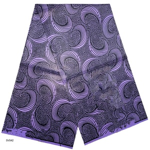 Tissu Wax Véritable 100 % Coton Uni/Wax Organza Doux <span class=keywords><strong>Pagne</strong></span> Hollandais Original pour Chemises & Robes Filles, Motif Batik <span class=keywords><strong>de</strong></span> 6 Yards pour Sacs - Product Image 1