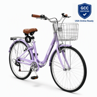 Vélo Urbain Classique Direct Usine 24/26 Pouces Cadre Acier Vélo de Ville Commuter 7 Vitesses Fourche Rigide Certificat Conformité GCC