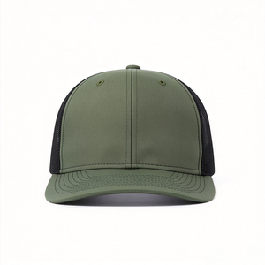 Gorra Trucker de 5 Paneles en Verde Oliva con Malla Negra en la Parte Trasera, Logotipo Personalizado ODM, Poliéster/Algodón, Ajustable, Casual para Exteriores - Product Image 2