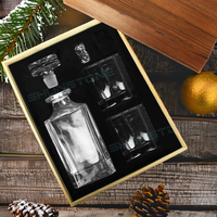 En stock, carafe à whisky en cristal et verres à whisky ronds, boîte en bois, cadeaux promotionnels d'entreprise, usine Shunstone