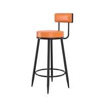 Tabouret de bar commercial moderne en cuir noir avec dossier et pieds hauts pour la maison, l'hôtel, le centre commercial - Luxe, livraison gratuite