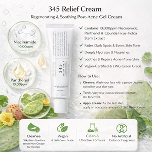 Crème Apaisante 345 50ml Hydratant Visage Végétalien avec Niacinamide, Panthénol et Centella Asiatica pour Apaiser et Réparer - Product Image 4