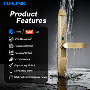 Tolink 지능형 전기 RFID 카드 코드 핑거 프린트 골드 방수 야외 게이트 Tuya Ttlock 슬림 알루미늄 도어록 - Product Image 2