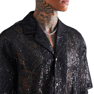 Camicie da <span class=keywords><strong>uomo</strong></span> di alta qualità personalizzate Plus Size produttore Texture Button up puro <span class=keywords><strong>pizzo</strong></span> floreale <span class=keywords><strong>camicia</strong></span> oversize per gli uomini - Product Image 6