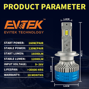 EVITEK N4 PRO 160W 16000LM H7 H4 H11 Faro LED Canbus 6500K Alta Potencia 12V 9005 9006 H7 H4 H11 Faro Universal para Automóvil - Product Image 3