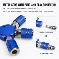Raccord pneumatique universel en T à trois voies, norme américaine, connecteur rapide femelle