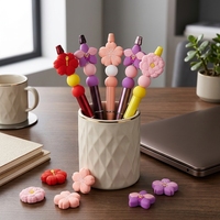 Perles focales en silicone florales de qualité alimentaire sans BPA, formes de fleurs et de nœuds pour la fabrication de stylos perlés et d'accessoires de bijoux DIY