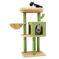 Arbre à chat en bois, structure d'escalade pour chat, griffoir pour chat en forme de cactus, jouet pour chat en sisal, griffoir vertical pour chat