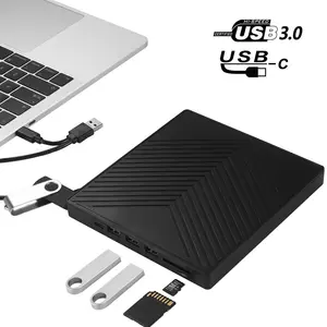 Ultra USB 3.0 USB C外置CD DVD驱动器多功能外置CD/DVD +/- RW刻录机播放器支持SD/TF卡4 USB