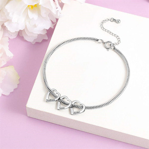 Customizable PVD 18K Gold Plated Heart Charm <b>Bracelet</b> | <b>Snake</b> <b>Chain</b> & Engravable Blank Heart Charms | Personalized Name Jewelry - Product Image 3