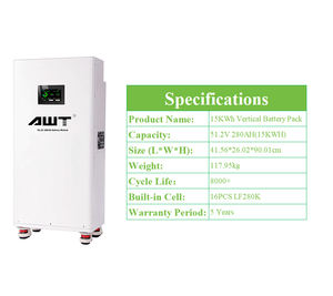 AWT 15KW 16KW 8000サイクル51.2V 280AH 314Ah LiFePO4バッテリー,<span class=keywords><strong>MSDS</strong></span>ソーラー認定BMS保護付き家庭用 - Product Image 4
