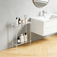 Table basse de salon moderne minimaliste en acrylique multicouche avec étagère de rangement, durable, stable et démontable