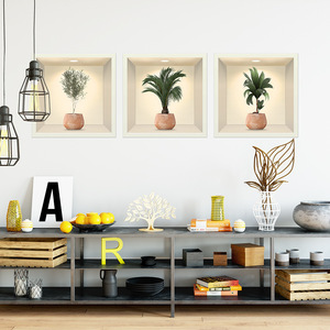 <span class=keywords><strong>3D</strong></span> simulación verde maceta flor planta <span class=keywords><strong>pared</strong></span> pegatina PVC paisaje papel tapiz <span class=keywords><strong>para</strong></span> sala de estar dormitorio decoración calcomanías - Product Image 4