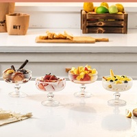 Tazón de Postre Vintage con Base, Diseño Acanalado y Textura a Rayas para Helados y Dulces