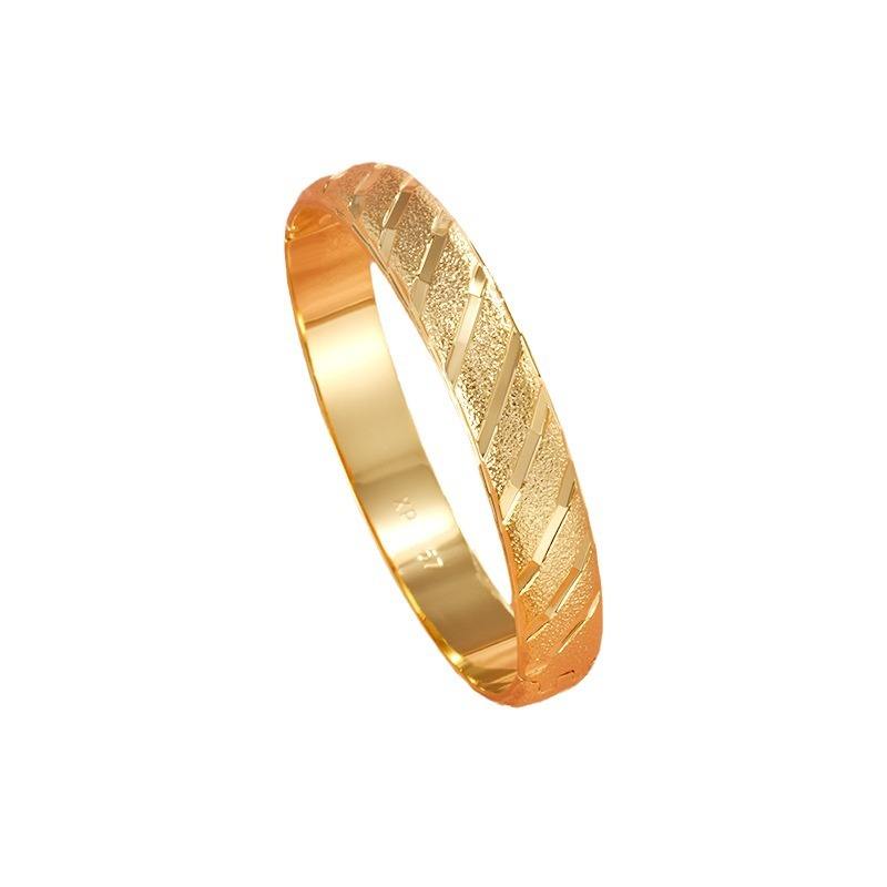 Wholesale Luxury Frosted Gold Plated Copper Plain Cuff Bangles for