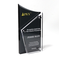 Plaque de récompense personnalisée en acrylique transparent noir avec impression UV pour trophée de reconnaissance d'entreprise