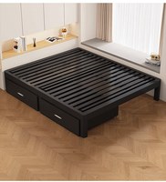 Lit en fer 1,8 m, lit double moderne et simple, cadre de lit renforcé et épaissi avec rangement, idéal pour petit appartement, personnalisable