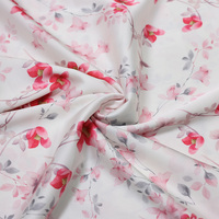 Conception classique tissé 97% Polyester 3% Spandex motifs de fleurs blanches Satin soie imprimé tissu pour vêtement