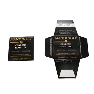 Cajas Rígidas Personalizadas con Impresión a Doble Cara, Papel de Arte, Laminación Brillante, Reciclables, Cajas Pequeñas Tipo Sobre para <span class=keywords><strong>Condones</strong></span> - Product Image 1