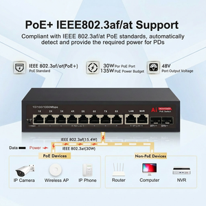 Switch di Rete 48V 1000Mbps Direttamente dalla Fabbrica, 8 Porte POE+ 2 Uplink POE per Telecamere IP, Computer, AP - Product Image 6