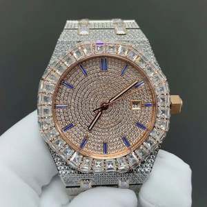 Montre de plongée mécanique de haute qualité 41 mm, mouvement ciel étoilé, aiguilles en cristal de glace, alarme, acier inoxydable - Product Image 1