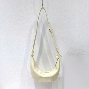 Sac à bandoulière en cuir véritable souple pour femmes, couleur unie, demi-lune, sacs à bandoulière fantaisie célèbres à la mode pour femmes, sac en cuir véritable - Product Image 1