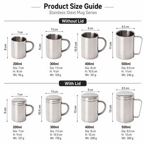 Mug à café isotherme en acier inoxydable 304 avec poignée, personnalisable avec logo, vente en gros, 200ml 300ml 400ml 500ml, pour camping et extérieur - Product Image 3