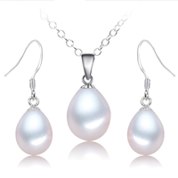 Colliers de perles d'eau douce naturelles de 8 à 9 mm, en argent 925, vente en gros, ensembles de bijoux de mariage