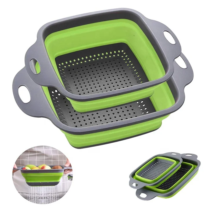 Дуршлаг складной, не содержит Бисфенол А, для фруктов, овощей, кухонная Складная сливная корзина, силиконовый дуршлаг