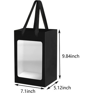 <b>Black</b> kraft paper <b>gift</b> bag with transparent window and handle, customizable according to your needs - Product Image 2
