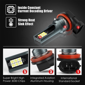 Đèn Công Suất Cao Bóng Đèn <span class=keywords><strong>Led</strong></span> H7 H11 <span class=keywords><strong>H8</strong></span> H16 HB3 9005 HB4 9006 Đèn Chạy Ban Ngày <span class=keywords><strong>Led</strong></span> <span class=keywords><strong>DRL</strong></span> Đèn Sương Mù Xe Hơi 12SMD 3030 DC 12V - Product Image 4