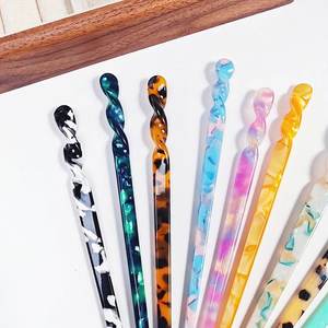 Chop Stick Hanfu Traditionelle chinesische Essstäbchen Haarschmuck Französisch Acetat Haarnadel Haars pange Streifen Pin Zauberstab für Frauen Mädchen - Product Image 2