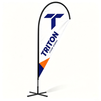 Drapeau plume personnalisé 2,8 m avec logo, impression simple face en polyester, graphiques interchangeables, base en croix et sac de transport pour promotions extérieures