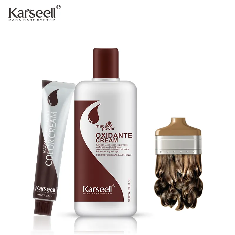 Karseell en iyi satmak Maca uçucu yağ saç boyası saç rengi kremi 3% 6% 9% 12% oksidan krem toptan